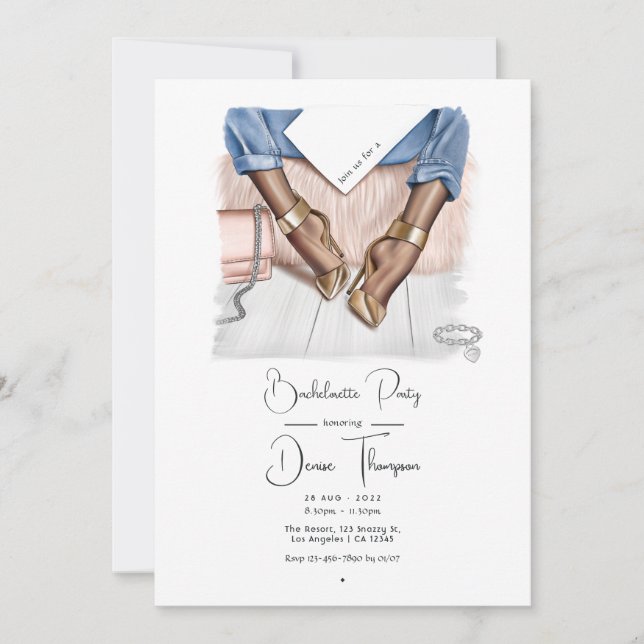 Convite Denim Chic Festa de solteira (Frente)