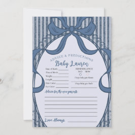 Convite Denim Coquette Bow Blue Jean Advice for Baby Card