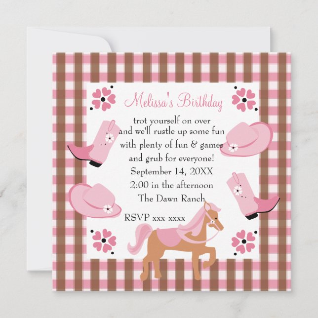 Convite Denim Cowgirl Birthday (Frente)