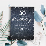 Convite Denim Diamantes Elegante Bling aniversário de 30 a<br><div class="desc">Um modelo simples, moderno, elegante e chic com fundo denim, a palavra BIRTHDAY coberta em diamantes brancos (simulados, não em reais) e em roteiros de caligrafia modernos, e tipografia em branco. Um aniversário de 30 anos de "denim e diamantes" clássico para design de mulheres, que pode ser personalizado para qualquer...</div>