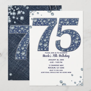 Convite Denim & Diamonds Brilho de Brilhantes 75º 75 Anive