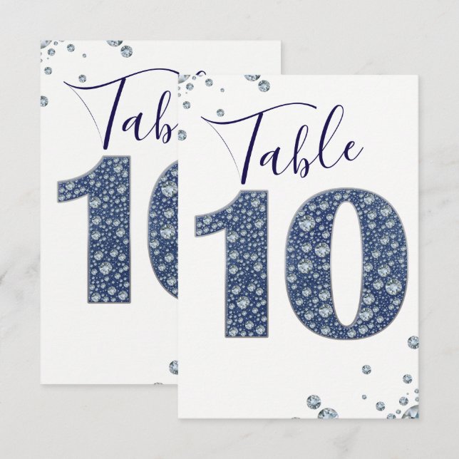 Convite Denim & Diamonds Brilho de Lantejoulas Número da M (Frente/Verso)