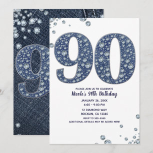 Convite Denim & Diamonds Brilho de Purpurina 90AN 90 Anive