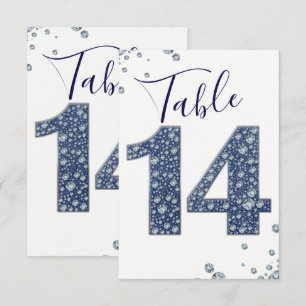 Convite Denim & Diamonds Brilho Lantejoula Número da Mesa 