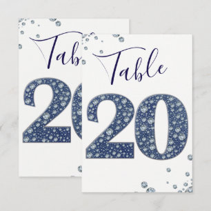 Convite Denim & Diamonds Brilho Lantejoulas Número da Mesa