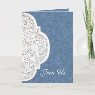 Convite Denim & Lace Western Wedding Invitation Cards