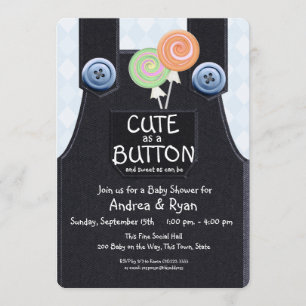 Convite Denim Overalls Cute como um botão