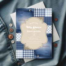 Denim Patchwork Rustic Chic Blue Jean Chá de frald