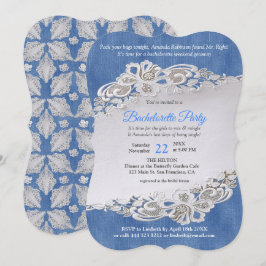 Convite Denim Texturizado e rendas florais
