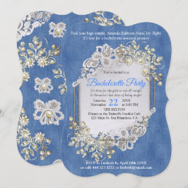 Convite Denim Texturizado Lace e Pérolas