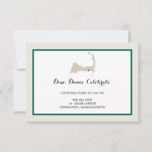 Convite Dennis Port Cape Cod com coração   Recepção