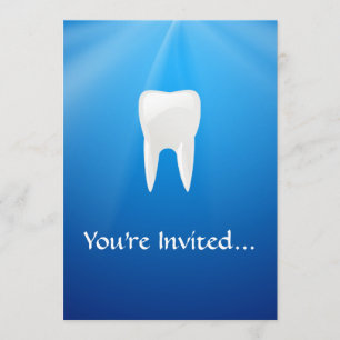 Convite Dente Branco sobre fundo azul