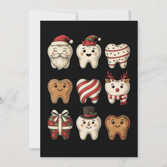 Convite Dentes de Natal Odontologia Papai Noel Biscoito De (Frente)