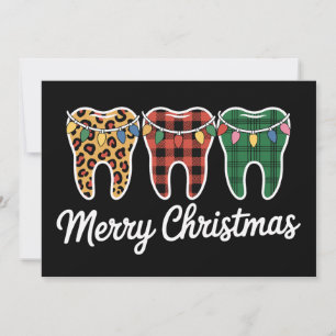 Convite Dentes Feliz Natal Leopardo Xadrez Luzes Dentista