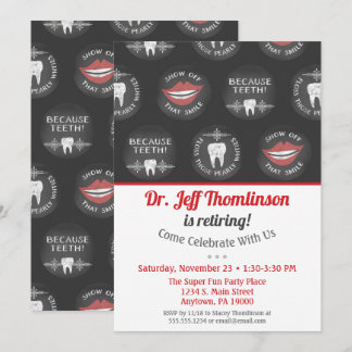 Convite Dentist Retirement Invest Chalkboard Dental