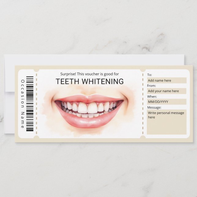 Convite Dentist Voucher, Teeth Whitening Gift Certificate (Frente)