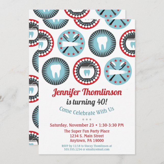 Convite Dentista Aniversário Invocando Partido Higienista  (Frente/Verso)