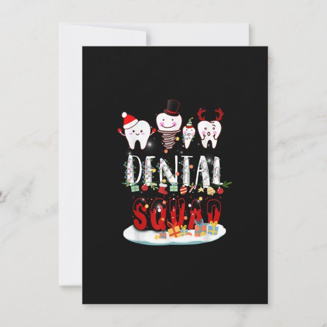 Convite Dentista Natal Dental Squad Luzes Engraçadas Para  (Frente)