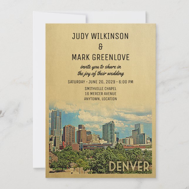 Convite Denver Wedding Invitation Colorado (Frente)