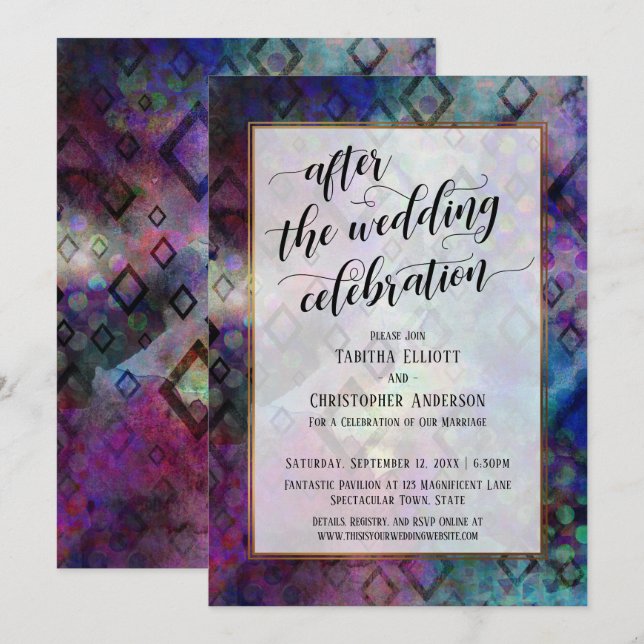 Convite Depois da Celebração de Casamento Abstrato com Dou (Frente/Verso)