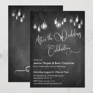 Convite Depois da Celebração de Casamento Luzes Edison no 