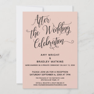 Convite Depois da Celebração de Casamento Rosa Bege Elegan