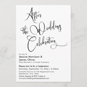 Convite Depois da Celebração de Casamento, Script Preto e 