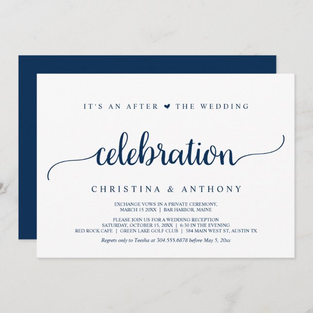 Convite Depois Da Celebração Do Casamento, Elopemento Russ (Frente/Verso)
