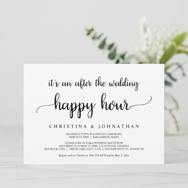 Convite Depois da Hora Feliz de Casamento, Elopamento Rúst (Em pé/Frente)