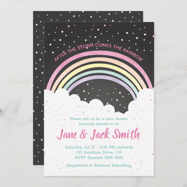 Convite Depois da Tempestade vem o Arco-íris | CHÁ DE FRAL (Frente/Verso)