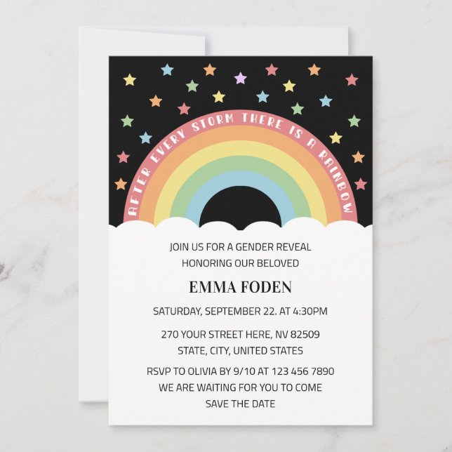 Convite Depois de cada tempestade há um arco-íris (Frente)