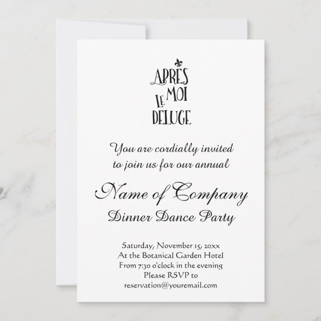 Convite Depois de mim a inundação - expressão francesa (Frente)