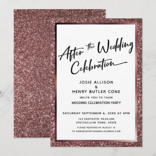 Convite Depois do Brilho Dourado Rosa da Celebração de Cas