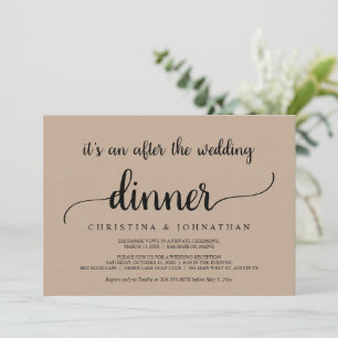 Convite Depois do jantar de casamento, Elopamento Rústico 