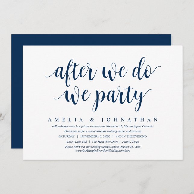 Convite Depois que Nós Fazemos, Nós Vamos à Festa, Jantar  (Frente/Verso)