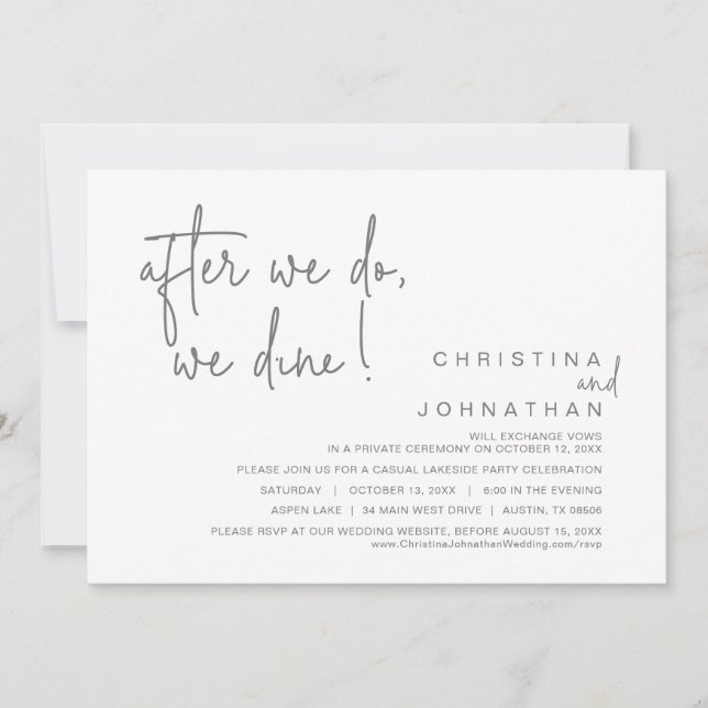 Convite Depois Que O Fazemos, Jantamos, Janto De Elopement (Frente)