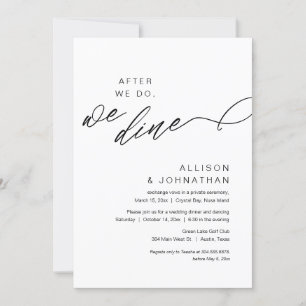 Convite Depois que o fizermos, jantamos, moderno Elopement