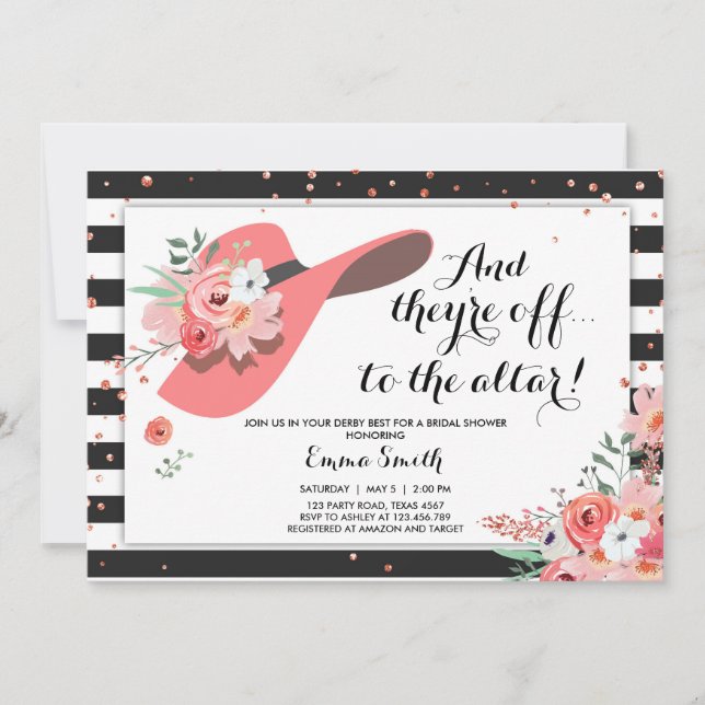 Convite Derby Chá de panela Veste um Chapéu (Frente)