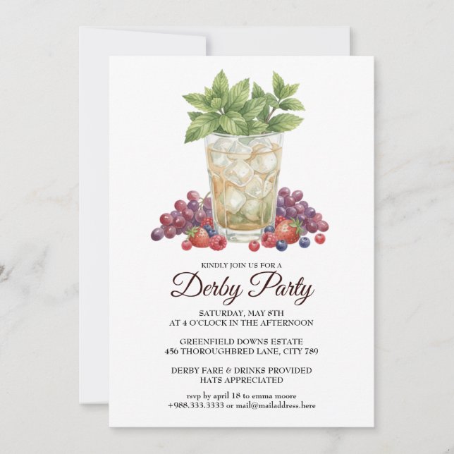 Convite Derby Day Mint Julep Horse Race Party Invitation (Frente)