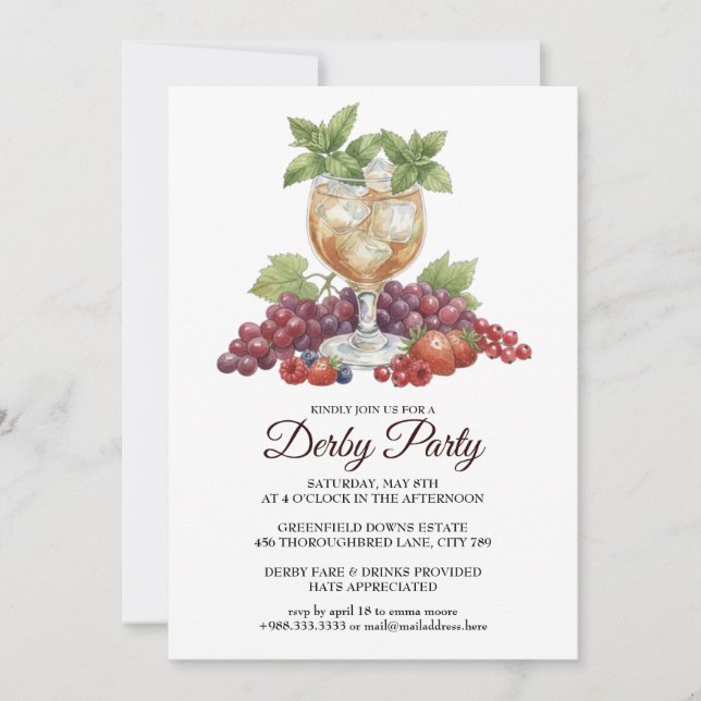 Convite Derby Day Mint Julep Horse Race Party Invitation (Frente)