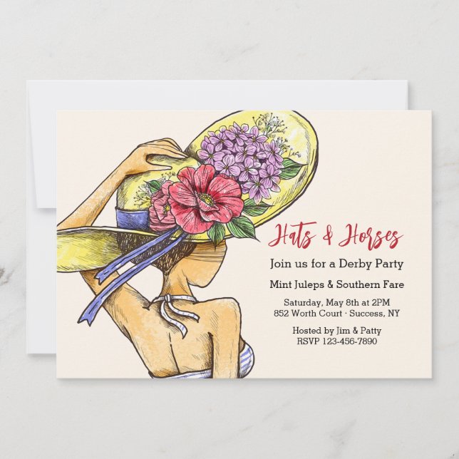 Convite Derby de Chapéus e Cavalos (Frente)