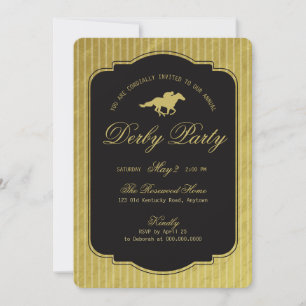 Convite Derby Equestre Moderno de Corrida de Cavalos Preto