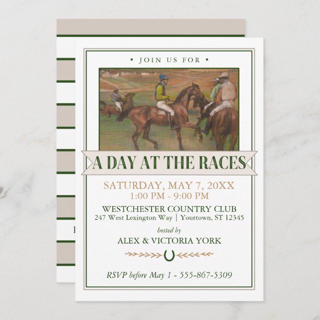 Convite Derby Horse Racing Party | Edgar Degas (Frente/Verso)