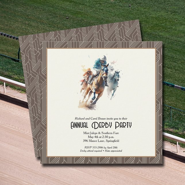 Convite Derby Horses e Jockeys Brown Party (Racehorses and Jockeys Derby Party Invitations - INSTANT DOWNLOAD and/or PRINTED or both!)