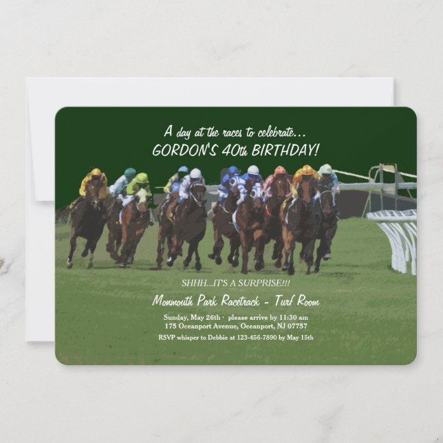 Convite Derby Inspiron Birthday Horse Racing (Frente)