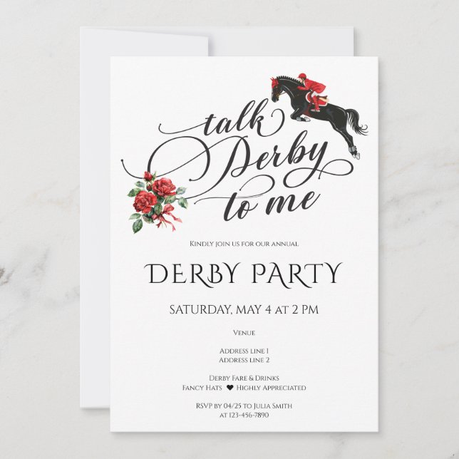 Convite Derby Moderno & Drinks Corrida de Cavalos Festa Eq (Frente)