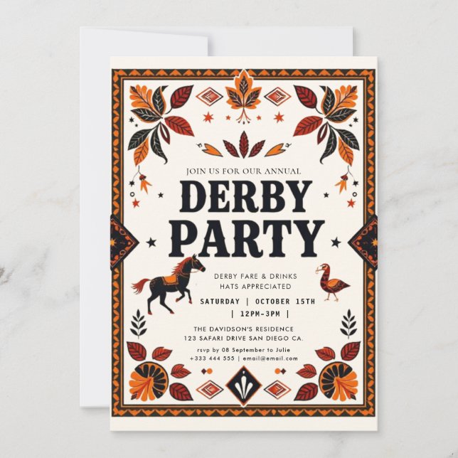 Convite Derby Party Equestrian (Frente)