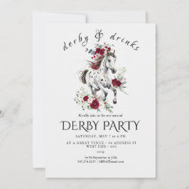 Convite Derby Party Invitation – Floral Horse Head with Ro