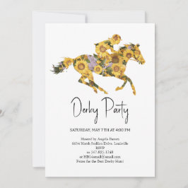 Convite  Derby Party Invitation – Floral Horse Head with S