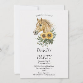 Convite  Derby Party Invitation – Horse Head Floral Sunflo